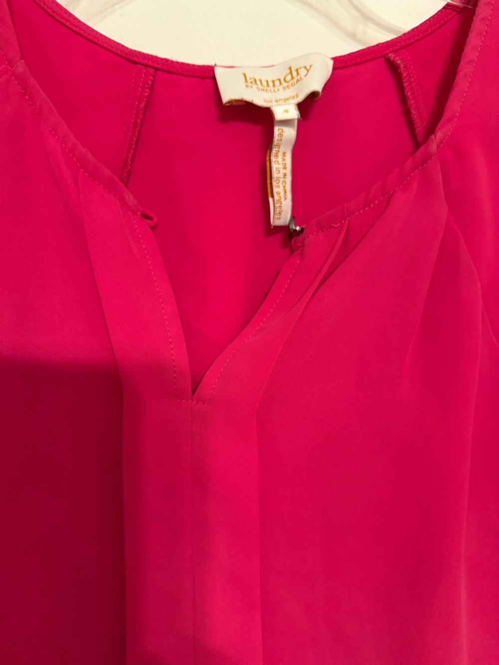 Laundry By Shelli Segal Bright Pink V-Neck Sleeveless Blouse